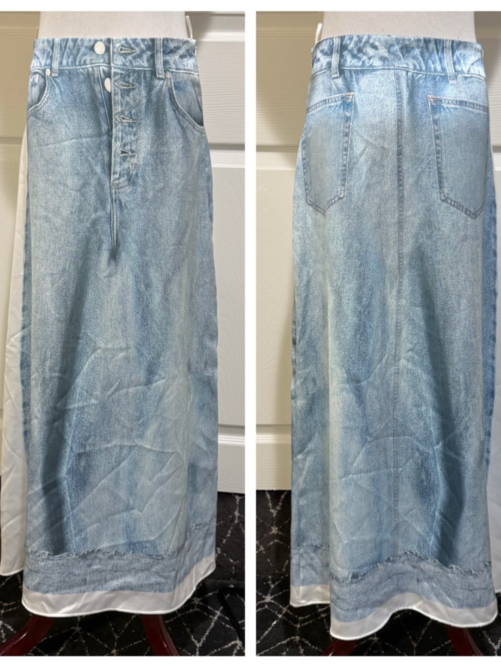 Zara trompe l'oeil denim silk skirt - printed denim - Picture 2 of 9